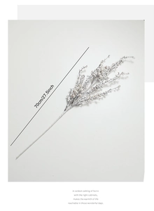 70cm white glitter Christmas berry stem detail with shiny pearls for holiday tree decor