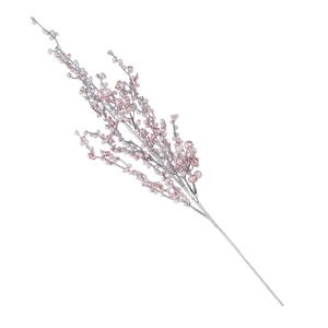 Glitter Christmas berry stem with pink pearls and silver sparkling branches decoration