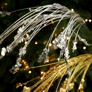 Sparkly glitter branch picks for Christmas tree floral decor in silver and gold