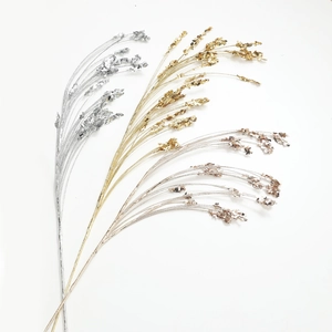 Glittery artificial Christmas picks in gold, silver and champagne for tree decoration
