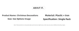 Detailed specifications chart for Christmas butterfly pearl garland ornaments with materials
