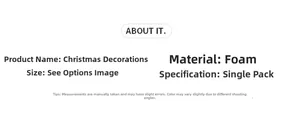 Detailed specifications for foam Christmas ball ornaments including material and sizing info