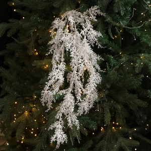 Pendentif branche argentée scintillante avec paillettes pour décoration de sapin de Noël