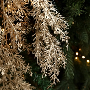 Branches de cèdre artificielles dorées scintillantes pour sapin de Noël et déco
