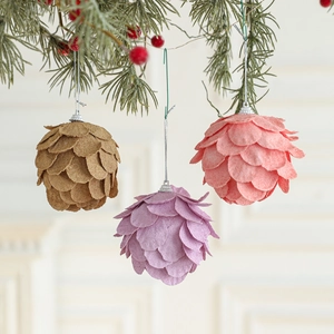 Piña de Espuma Bola de Navidad Adorno Colgante Con Purpurina Fieltro Pétalo Diseño para Decoración de Árbol de Navidad
