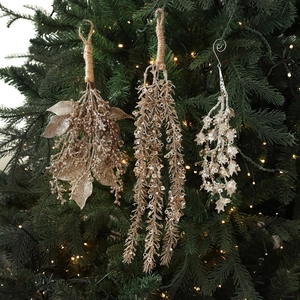 Champagner Gold Glitzer Weihnachtsbaum Hängende Zweige Künstliche Blätter Pailletten Kunststoff Party Deko