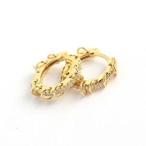 Goldene S925 Silber Creolen mit Zirkonia-Besatz und dekorativen Mini-Metallringen