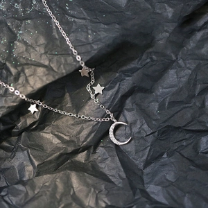 S925 sterling silver star and moon pendant bracelet featuring sparkling cubic zirconia