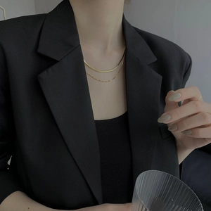 Collana a doppio strato in argento sterling 925 placcato oro con catena a serpente