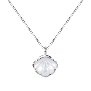 Elegant sterling silver seashell pendant necklace with iridescent mother of pearl shell