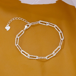 Double Layer Bracelet For Women Copper Minimalist Sparkling Gypsophila Paperclip Chain Geometric Jewelry