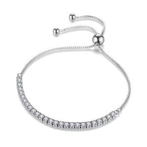 Adjustable S925 silver tennis bracelet with shimmering cubic zirconia for women