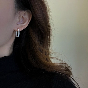Shimmering Large Circle Hoop Earrings Copper Silver Color Frosted Glitter Finish Minimalist Elegant Jewelry For Women