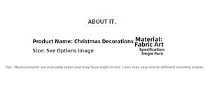 Specifications chart for fabric Christmas flower decoration with size and material details