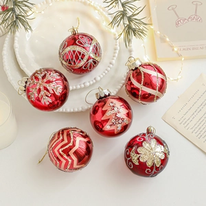 Palle di Natale Rosse per Decorazione Albero in Plastica Glitter Decorazioni Natalizie Festive per Casa Festa Finitura Lucida Galvanizzata
