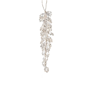 Sparkling champagne acrylic leaf ornament with sequins for Christmas tree decor