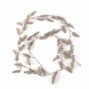 Champagne glitter artificial pine garland for festive Christmas tree decoration and home decor