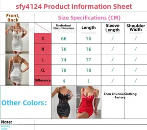 Tableau des tailles détaillé pour robe mini corset en dentelle, blanc noir rouge