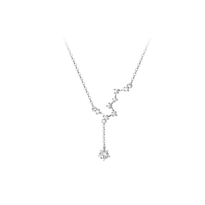 Silver Big Dipper Y-necklace with tassel star pendant for women in elegant style