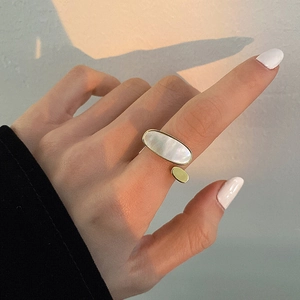 Bague Ouverte En Cuivre Plaqué Or Minimaliste Avec Incrustation De Nacre Blanche Bijou De Doigt Réglable Pour Femme