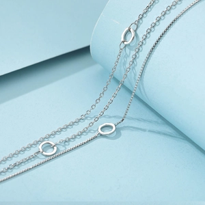 Minimalist 925 sterling silver triple layer circle bracelet with elegant openwork rings