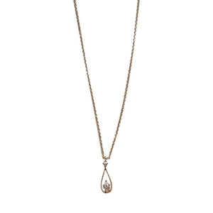 Elegant gold teardrop necklace with sparkling zircon pendant on minimalist chain link