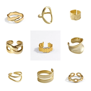 Rings For Women Adjustable Open Size Irregular Lava Texture Geometric Minimalist Copper Jewelry