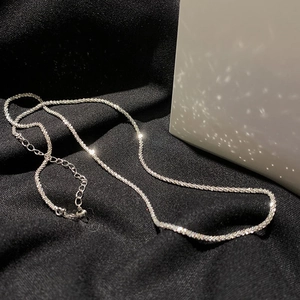 Sparkling S925 sterling silver snake chain necklace with galaxy glitter finish for women