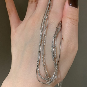 Italian style S925 sterling silver snake chain necklace on hand with minimalist layering
