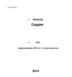 Detailed size chart for the copper heart chain necklace showing 40.7cm length with extension