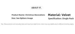 Detailed size and material guide for premium velvet Christmas bow ornaments decoration
