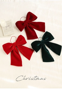 Three premium velvet Christmas bows in deep red and dark green for festive tree decor