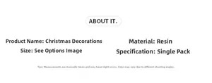 Specifications chart for resin mini baroque photo frame Christmas tree ornaments