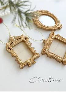 Baroque gold mini photo frames set with festive Christmas berries and pearls