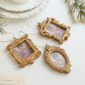 Vintage baroque gold mini photo frame set with intricate floral relief carvings