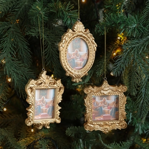 Vintage gold baroque mini photo frame set for Christmas tree ornaments and home decor