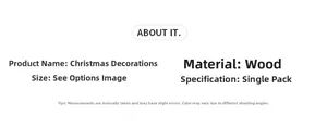 Detailed wood material and product specifications for this wooden Christmas house ornament