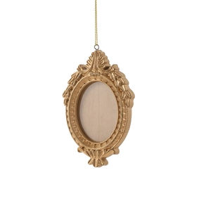 Vintage gold oval baroque picture frame hanging ornament with ornate embossed patterns