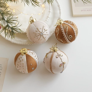 Velvet Christmas Ball Ornaments Sequin Embroidery Luxury Hanging Baubles Holiday Tree Decor Retro Fabric Handcrafted Charm