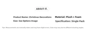 Detailed technical specifications for plush and foam Christmas tree ornaments