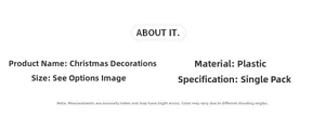 Detail specifications for green Christmas ball decoration including plastic material and size
