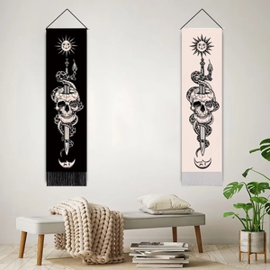 Gothic tarot sun skull tapestry set with snakes for aesthetic living room wall decor