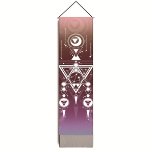 Vertical art wall hanging scroll with geometric moon cycle and astrology patterns