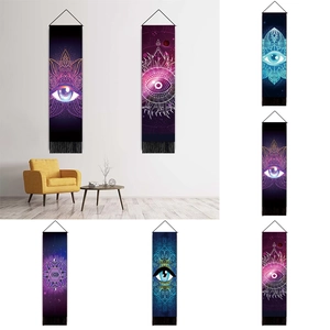 Bohemian Evil Eye Mandala Wall Hanging Tapestry With Tassels Mystical Starry Sky Polyester Cotton Vertical Wall Art Decor