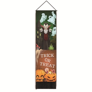 Banner di Halloween con vampiri, fantasmi e nappe nere per decorazioni da parete