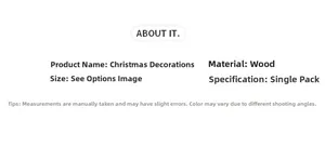 Detailed size and material information for wooden Christmas tree ornaments with snowman designs