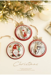 Detailed 3D layered wooden Christmas ornaments with Santa, Snowman and Gnome motifs