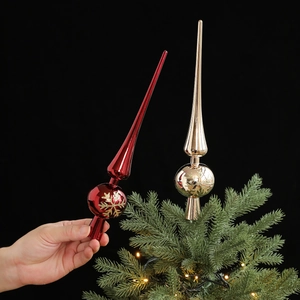 Puntale per Albero di Natale in Plastica Galvanizzata Decorazione con Fiocco di Neve Glitterato per Casa