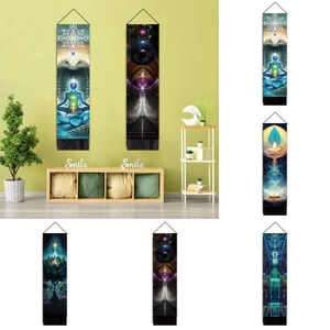 Meditation Mandala Hanging Scroll Tapestry With Tassels Polyester Cotton Spiritual Yoga Wall Art Home Living Room Decor