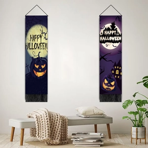 Arazzi di zucca di Halloween con nappe per decorazioni murali domestiche e atmosfera festiva